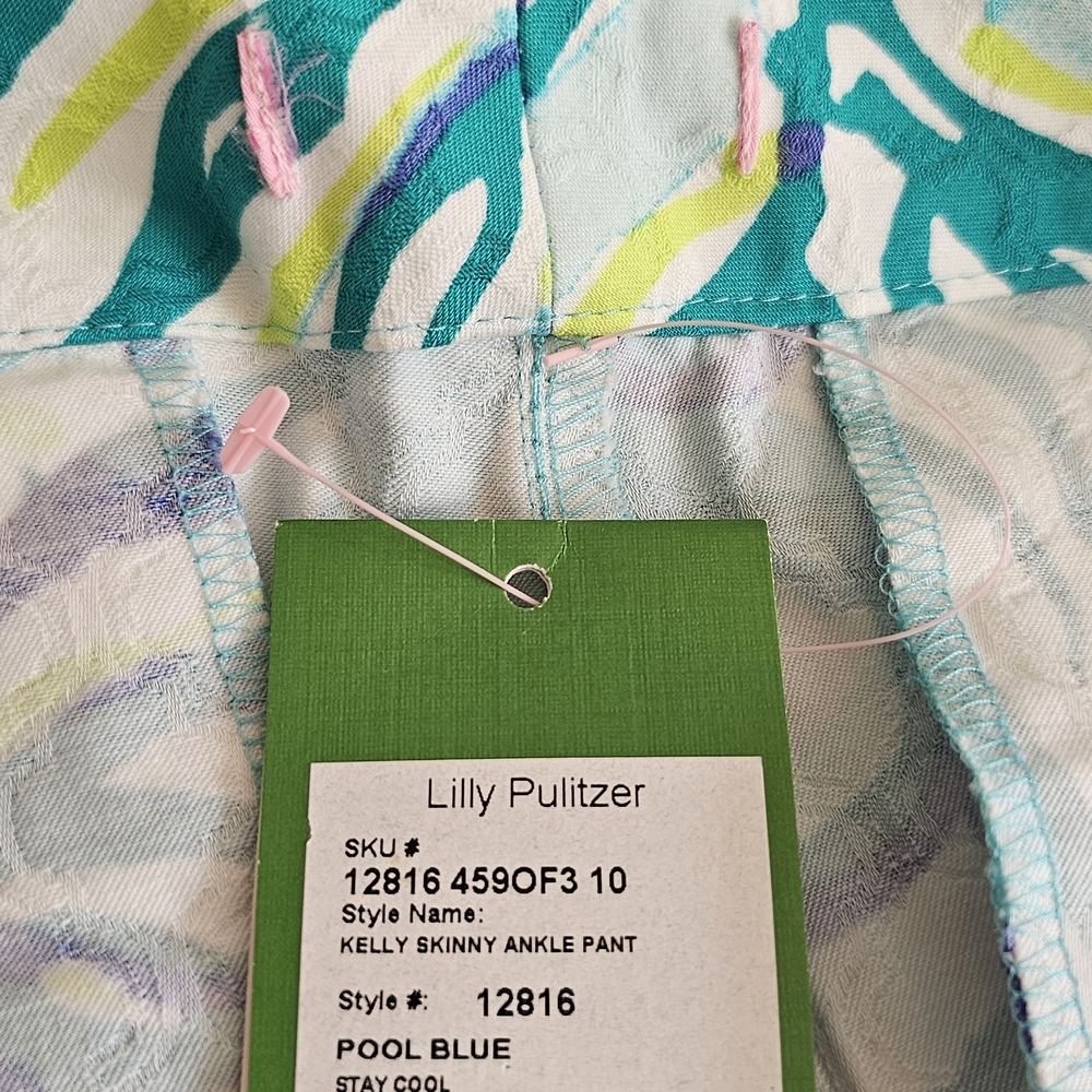 NWT Lilly Pulitzer Pool Blue Kelly Skinny Ankle Pants, Size 10 - Picture 6 of 6